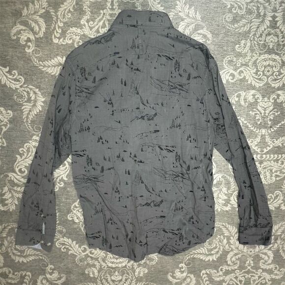 Banana Republic Men's Gray Graphic Print Slim Fit Shirt Size L - Picture 2 of 6